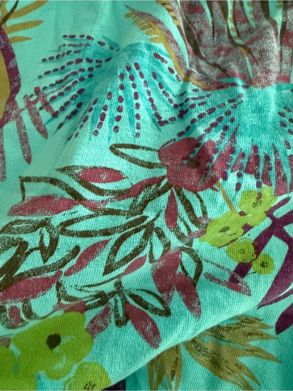 Turquoise Floral Tropical Print Shorts I fresh produce in size XL - Picture 5 of 10